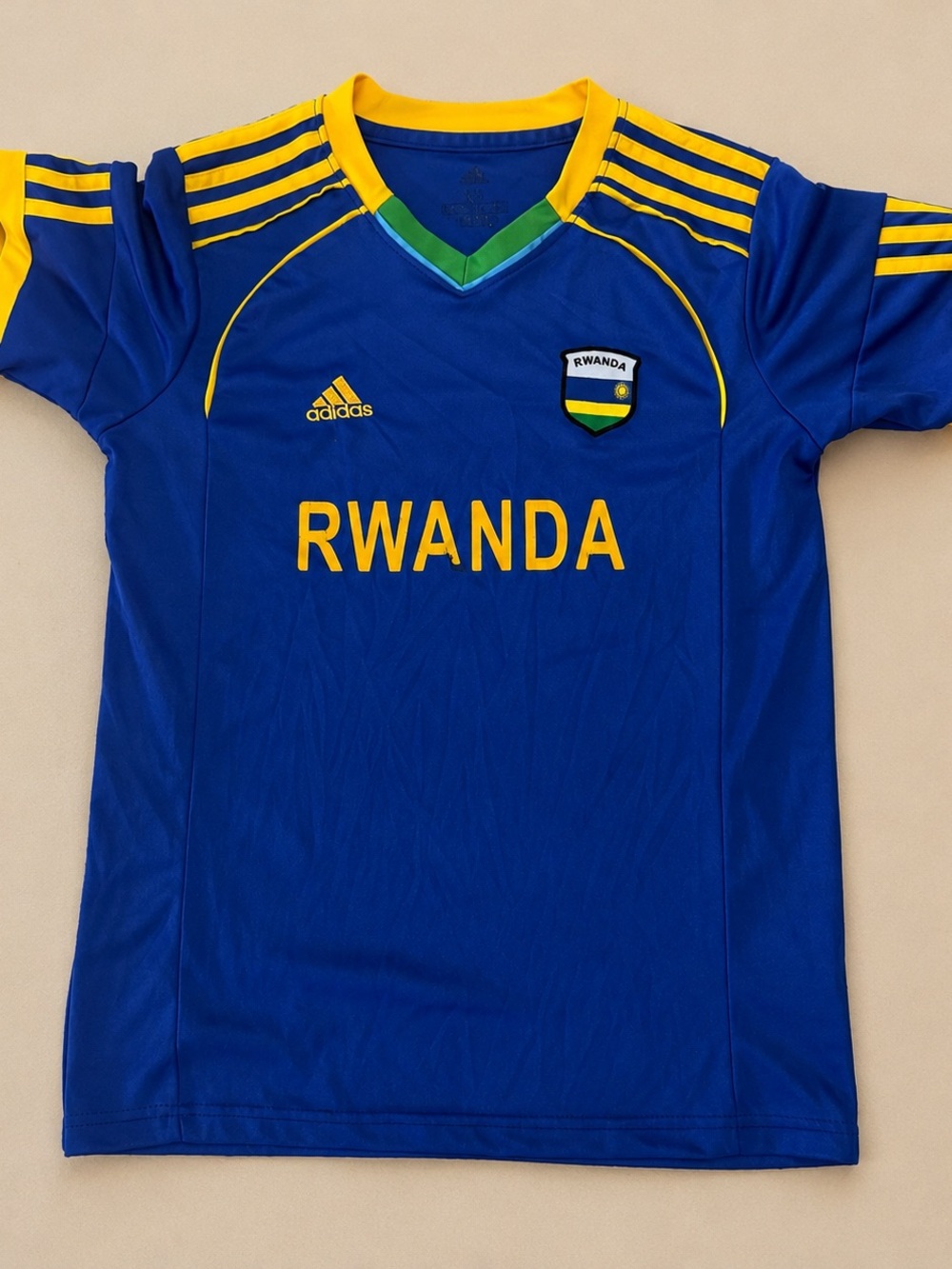 Adidas Rwanda National Team Soccer Jersey Size 28 Blue Yellow Football Shirt